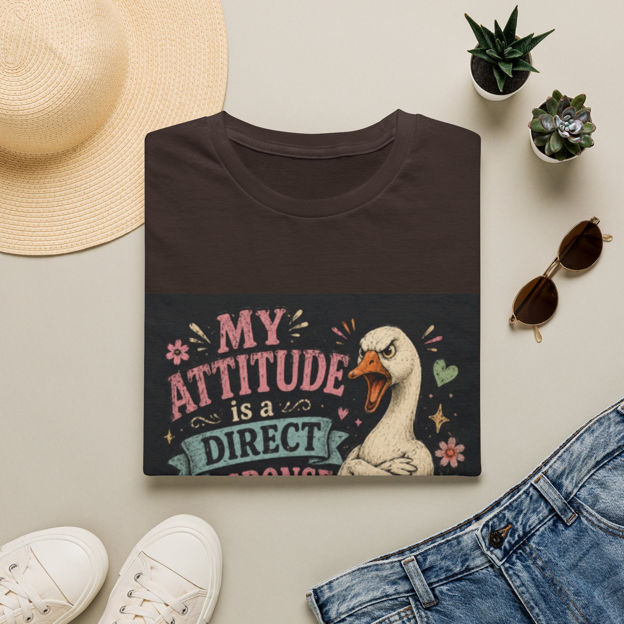 T-Shirt — "My Attitude Is A Direct Response To Your Stupidity" Funny Goose Graphic Tee