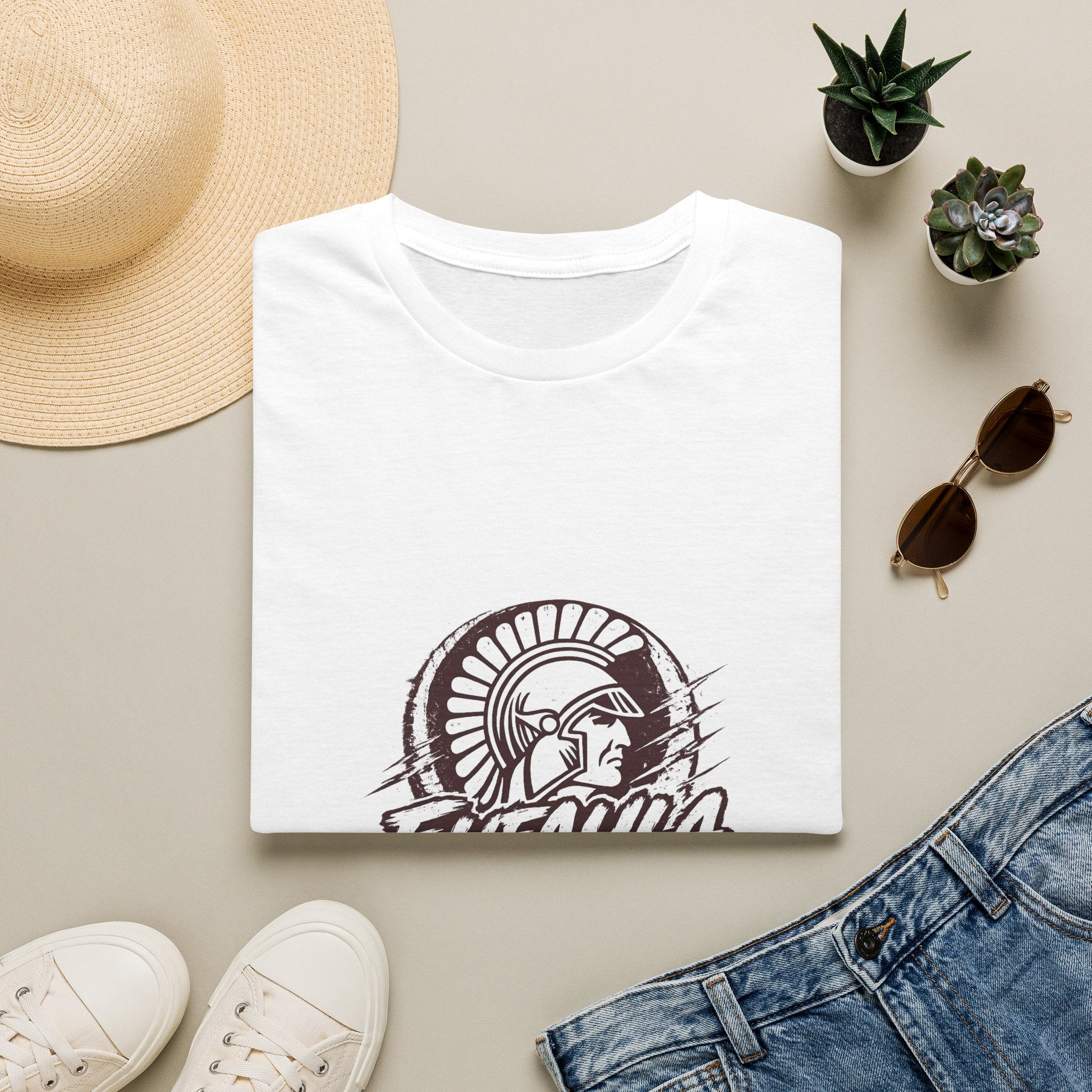 Trojan Helmet Graphic T‑Shirt — Eufaula Ironheads Vintage Sports Tee
