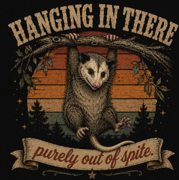 Hanging In There Possum T-Shirt — Cute Resilience Graphic Tee