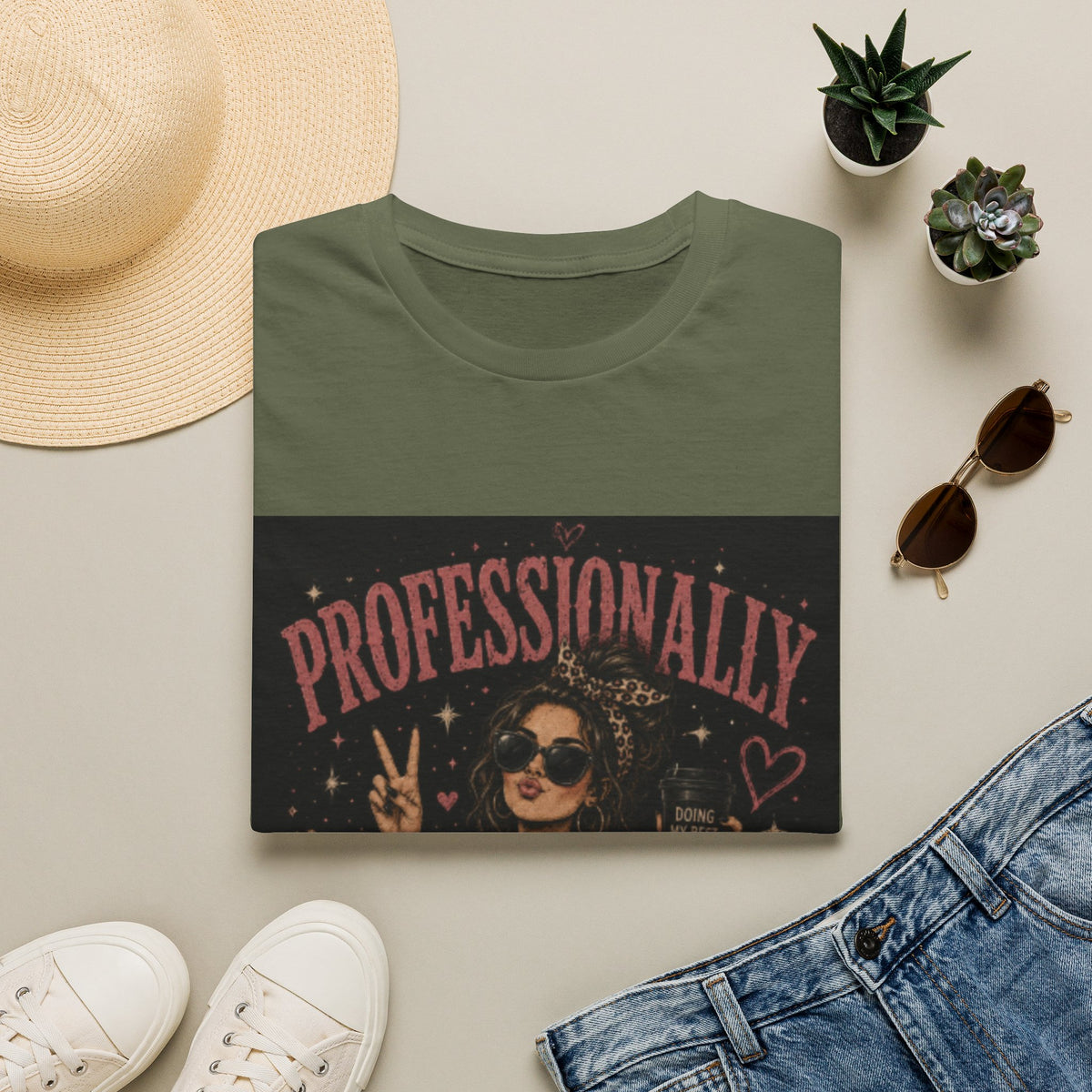 Professionally Unprofessional Graphic T-Shirt — Funny Retro Peace Sign Tee
