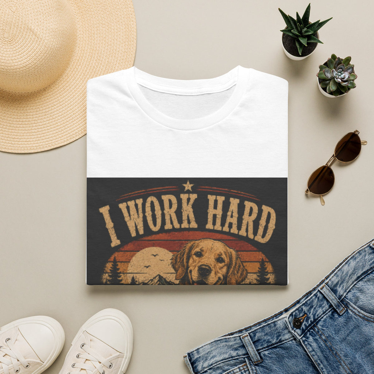 T-Shirt — "I Work Hard So My Dog Can Have a Better Life" Vintage Dog Lover Tee