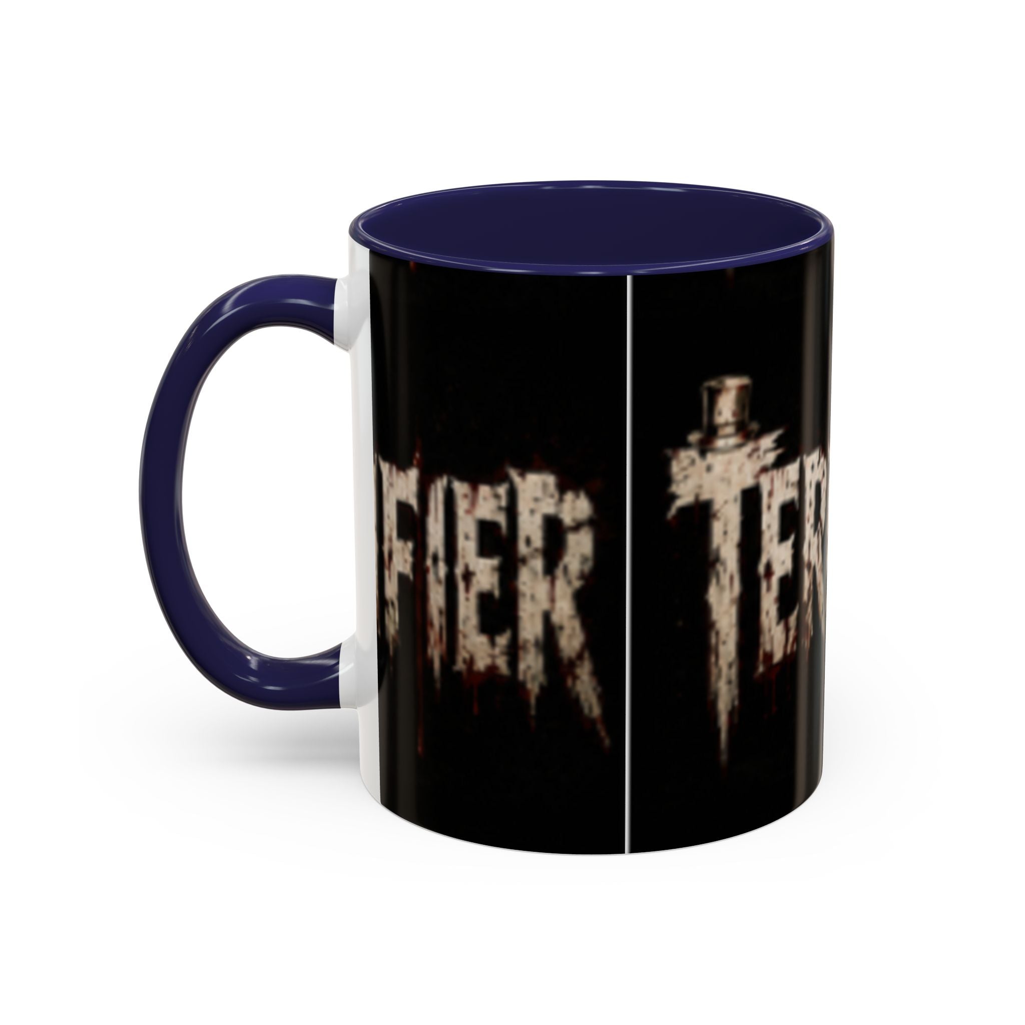 Terrified Horror Accent Coffee Mug — Gothic Scary Text Design (11/15 oz)