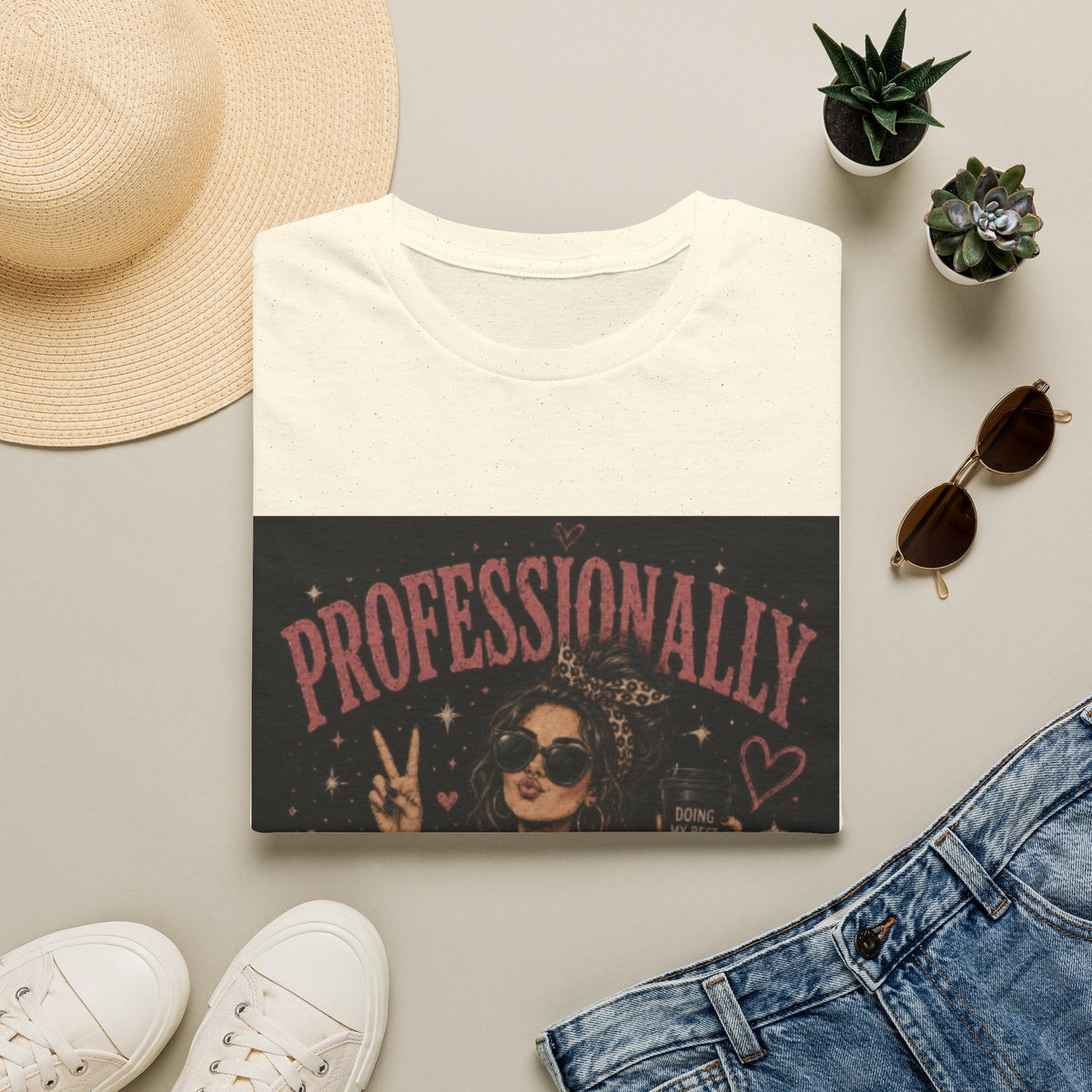 Professionally Unprofessional Graphic T-Shirt — Funny Retro Peace Sign Tee