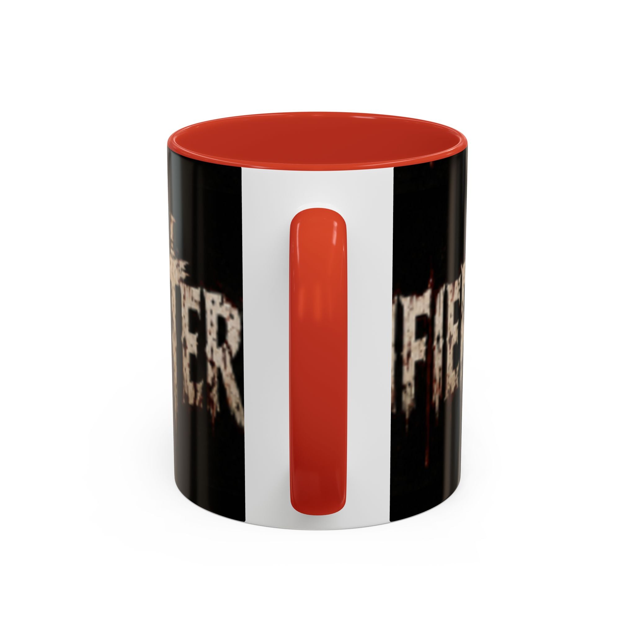 Terrified Horror Accent Coffee Mug — Gothic Scary Text Design (11/15 oz)