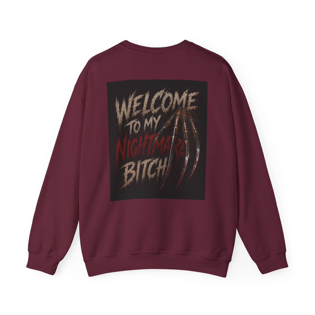 Freddy Krueger Horror Crewneck Sweatshirt - "Welcome To My Nightmare Bitch" Graphic