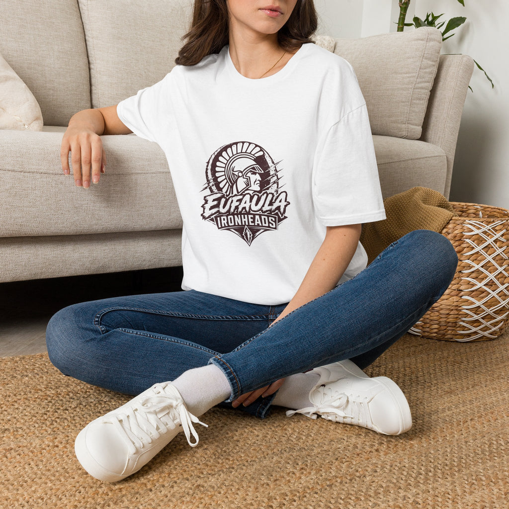 Trojan Helmet Graphic T‑Shirt — Eufaula Ironheads Vintage Sports Tee