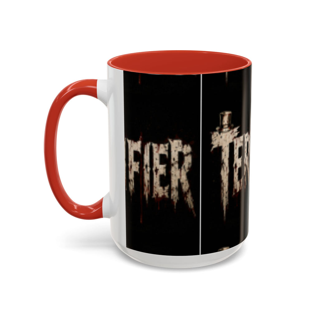Terrified Horror Accent Coffee Mug — Gothic Scary Text Design (11/15 oz)