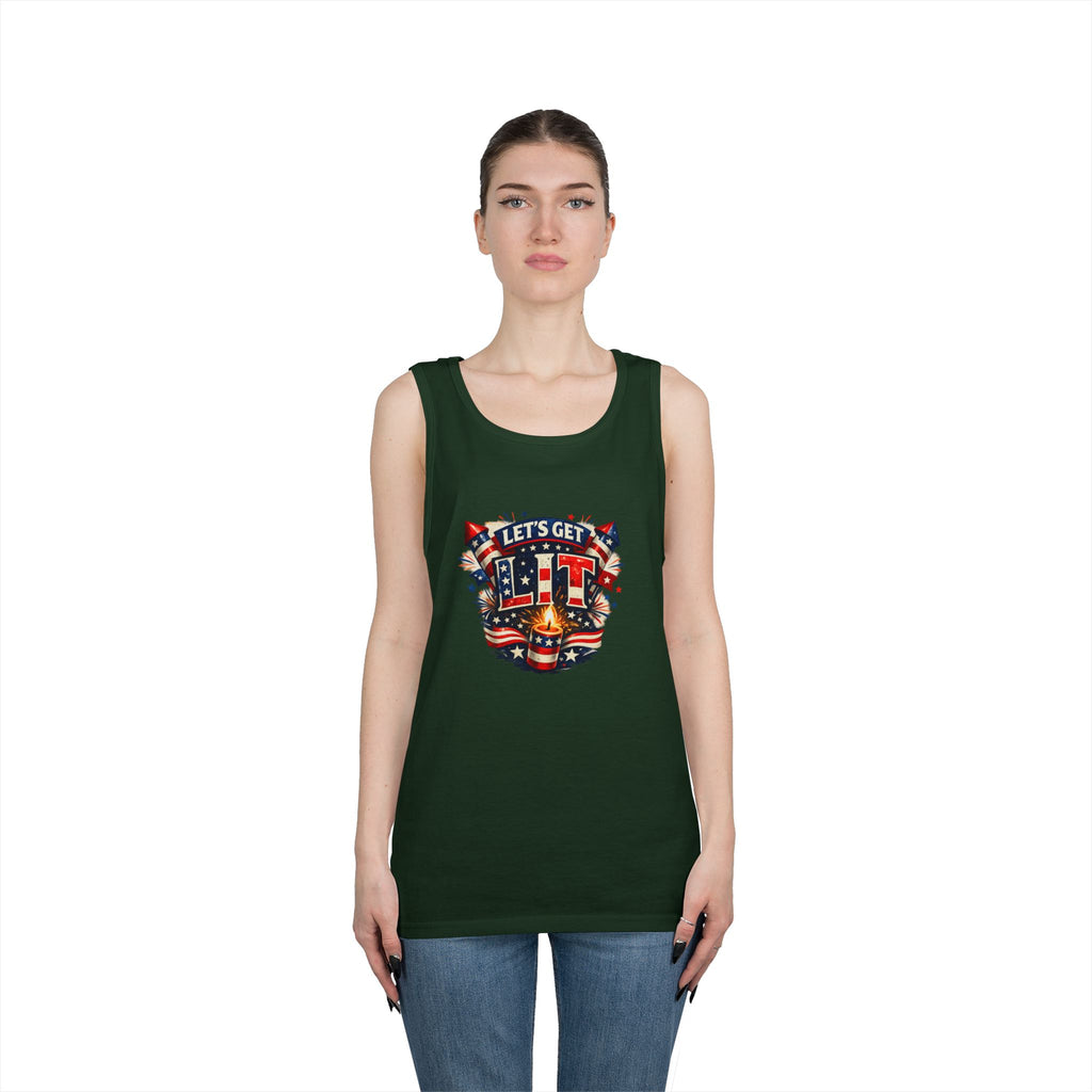 Let's Get Lit Tank Top — Patriotic 4th of July Fireworks Graphic Tank