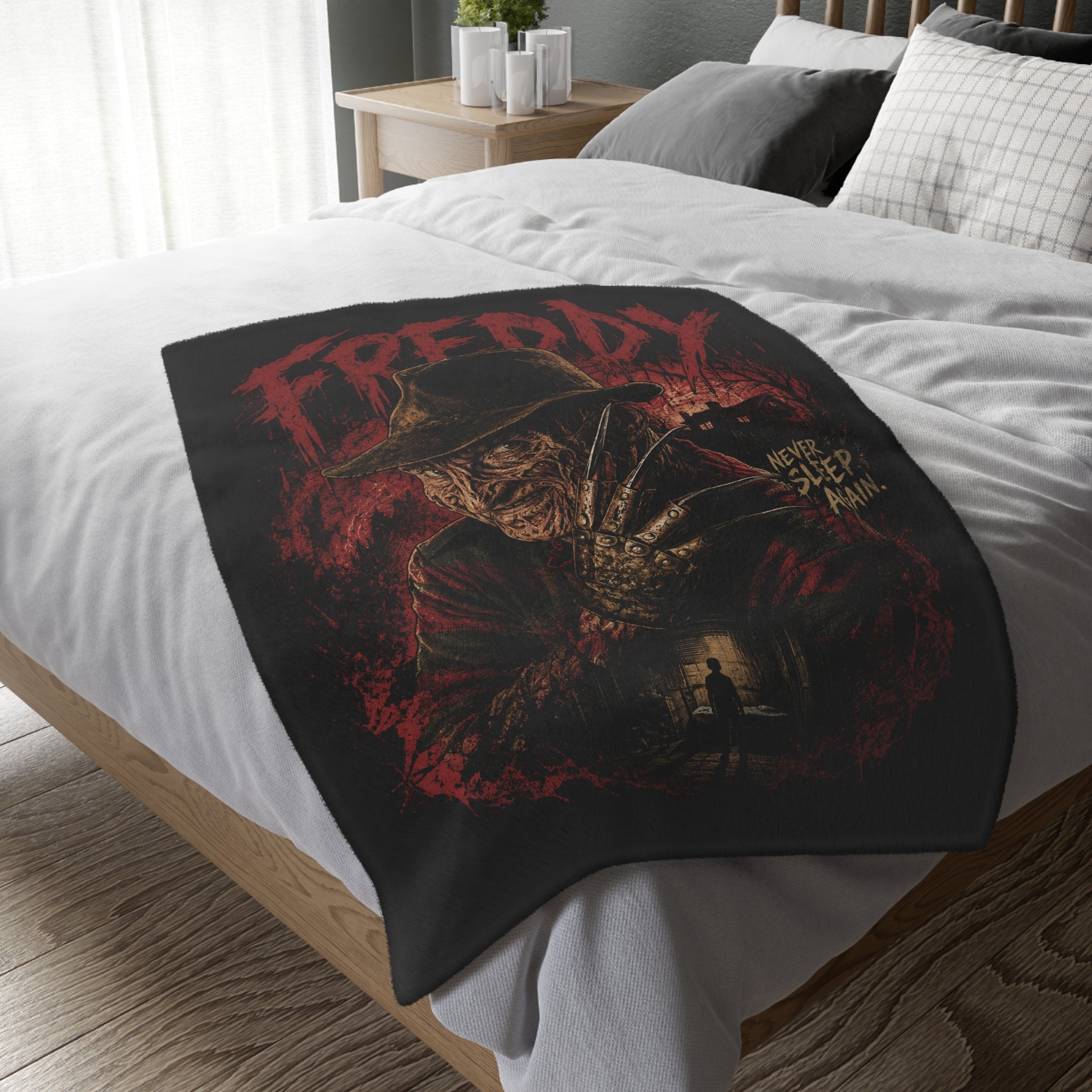 Freddy Krueger 'Never Sleep Again' Horror Throw Blanket