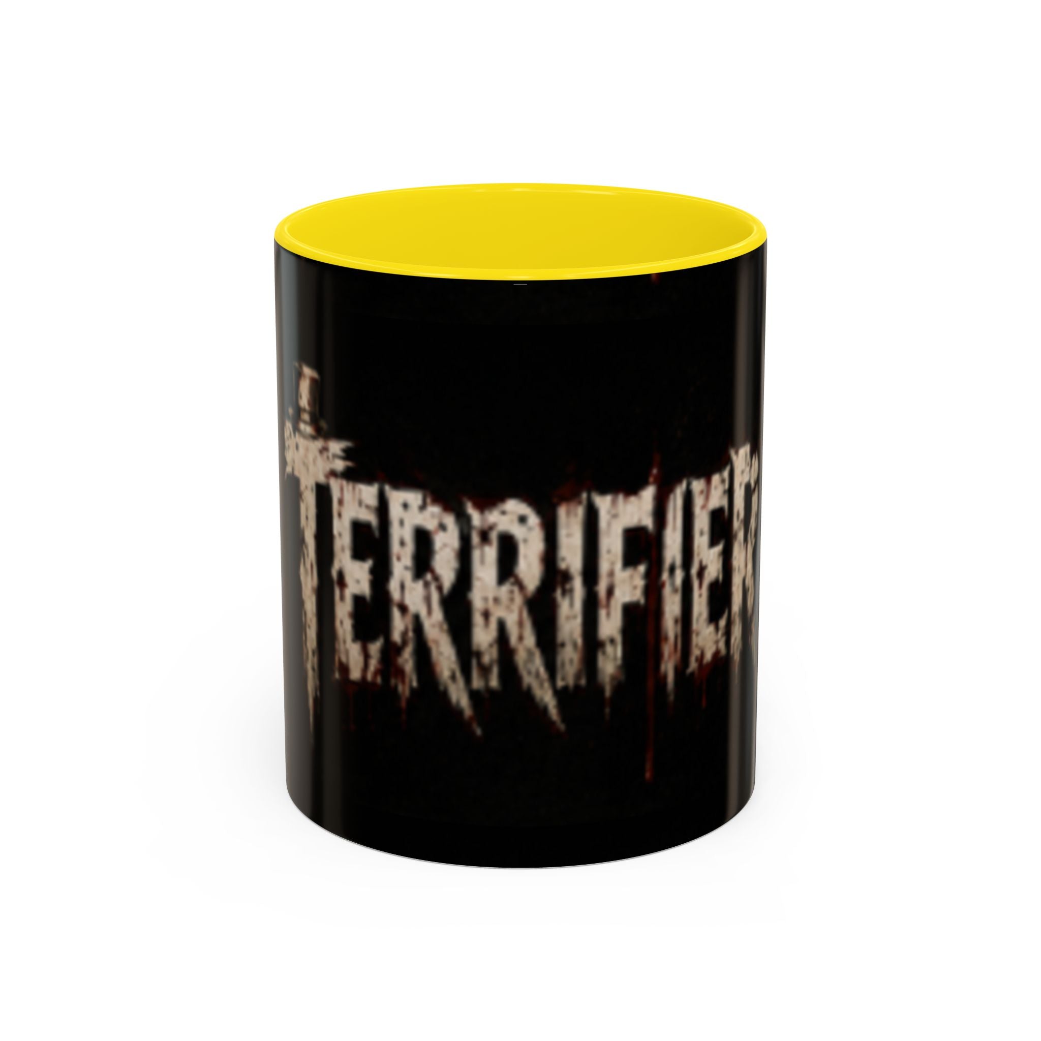 Terrified Horror Accent Coffee Mug — Gothic Scary Text Design (11/15 oz)