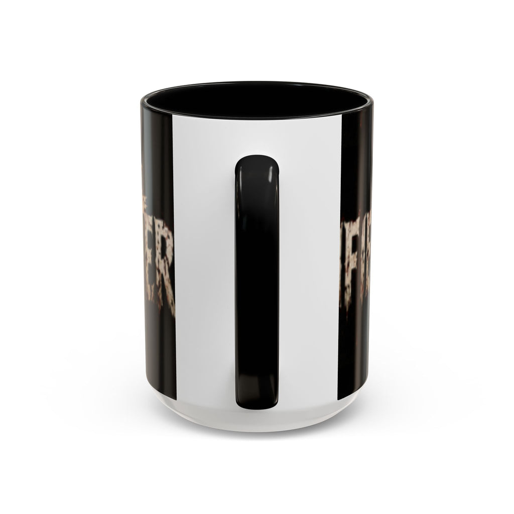 Terrified Horror Accent Coffee Mug — Gothic Scary Text Design (11/15 oz)