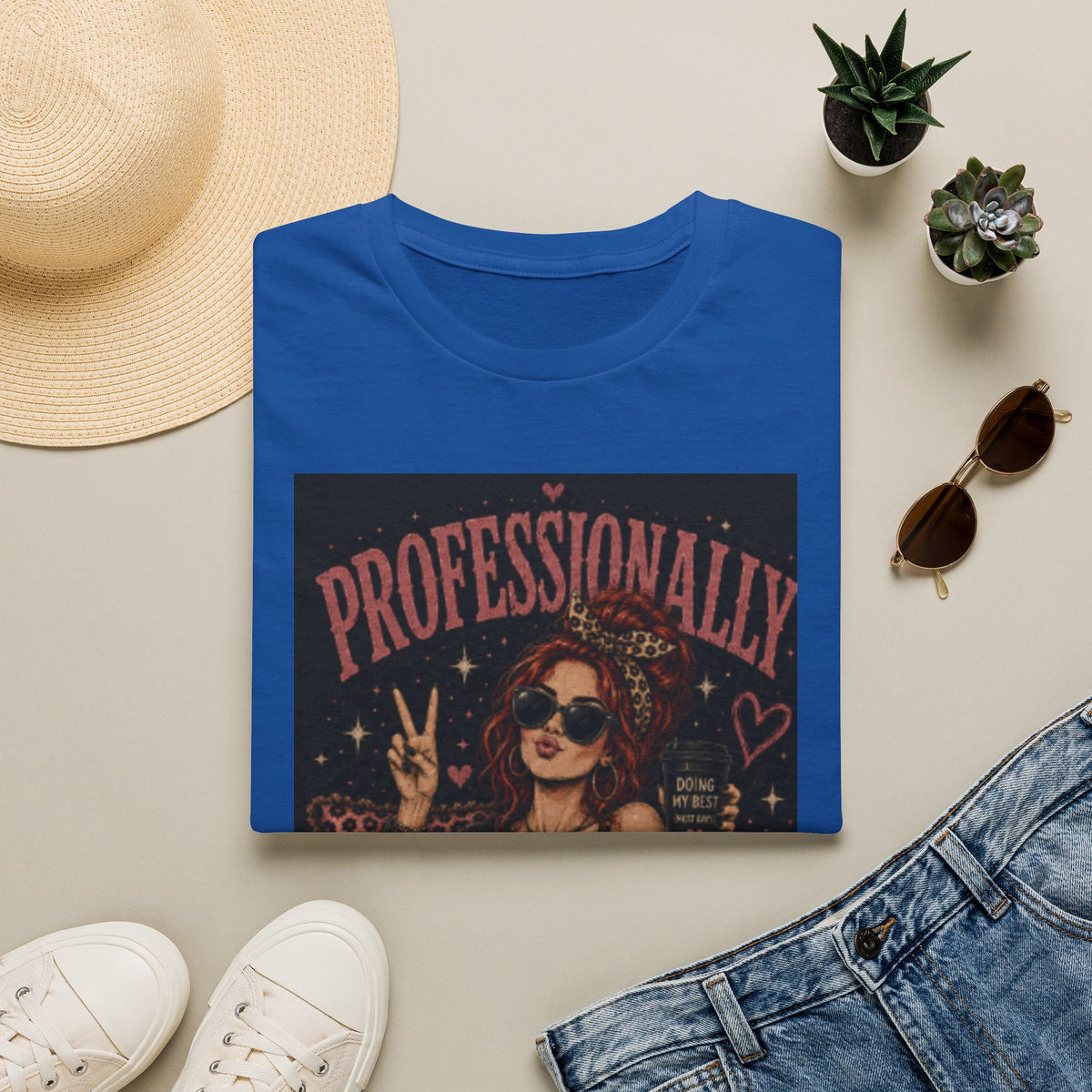 Professionally Unprofessional T-Shirt — Retro Femme Peace Sign Graphic Tee