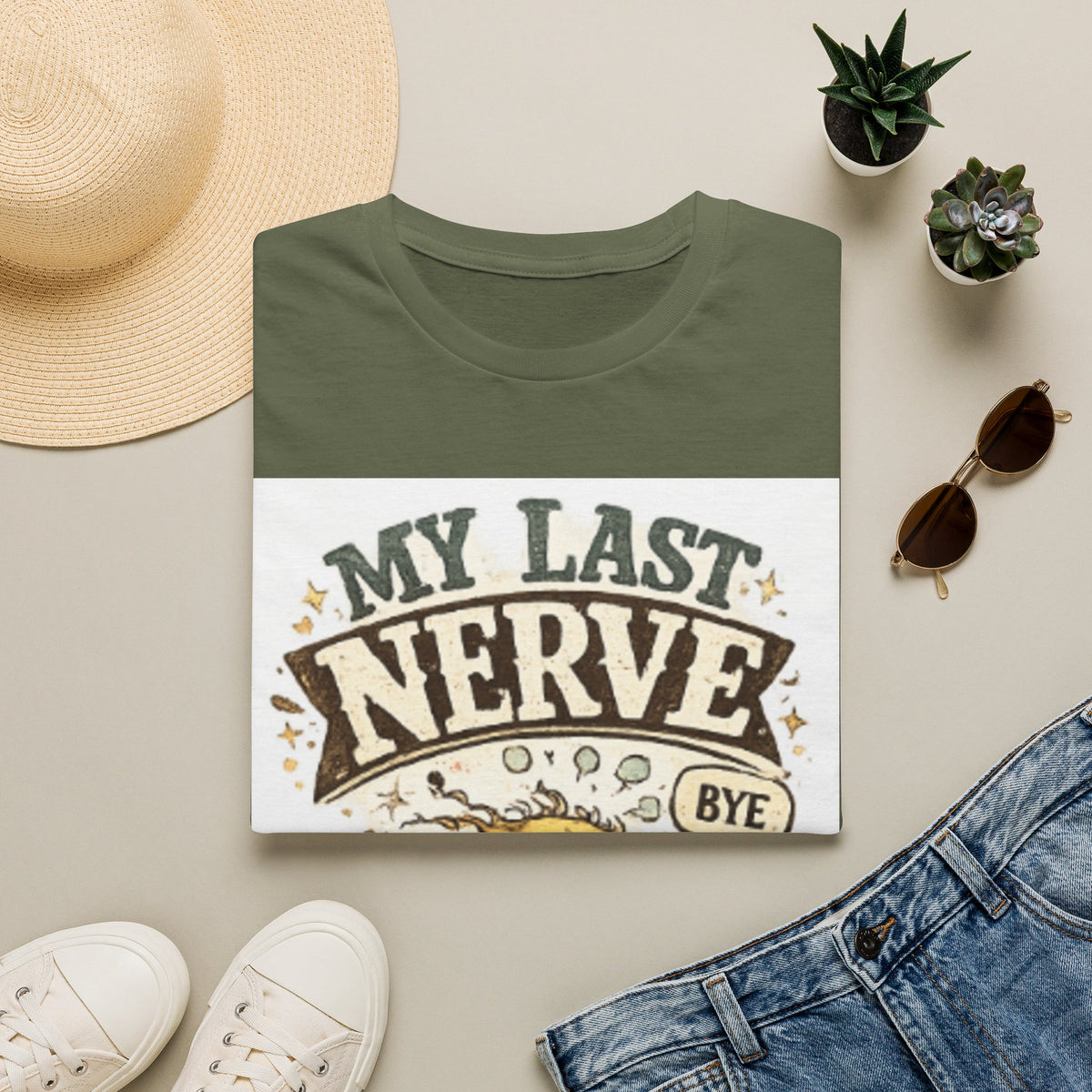 T-Shirt — "My Last Nerve (Bye)" Funny Graphic Tee — Sarcastic Humor Gift