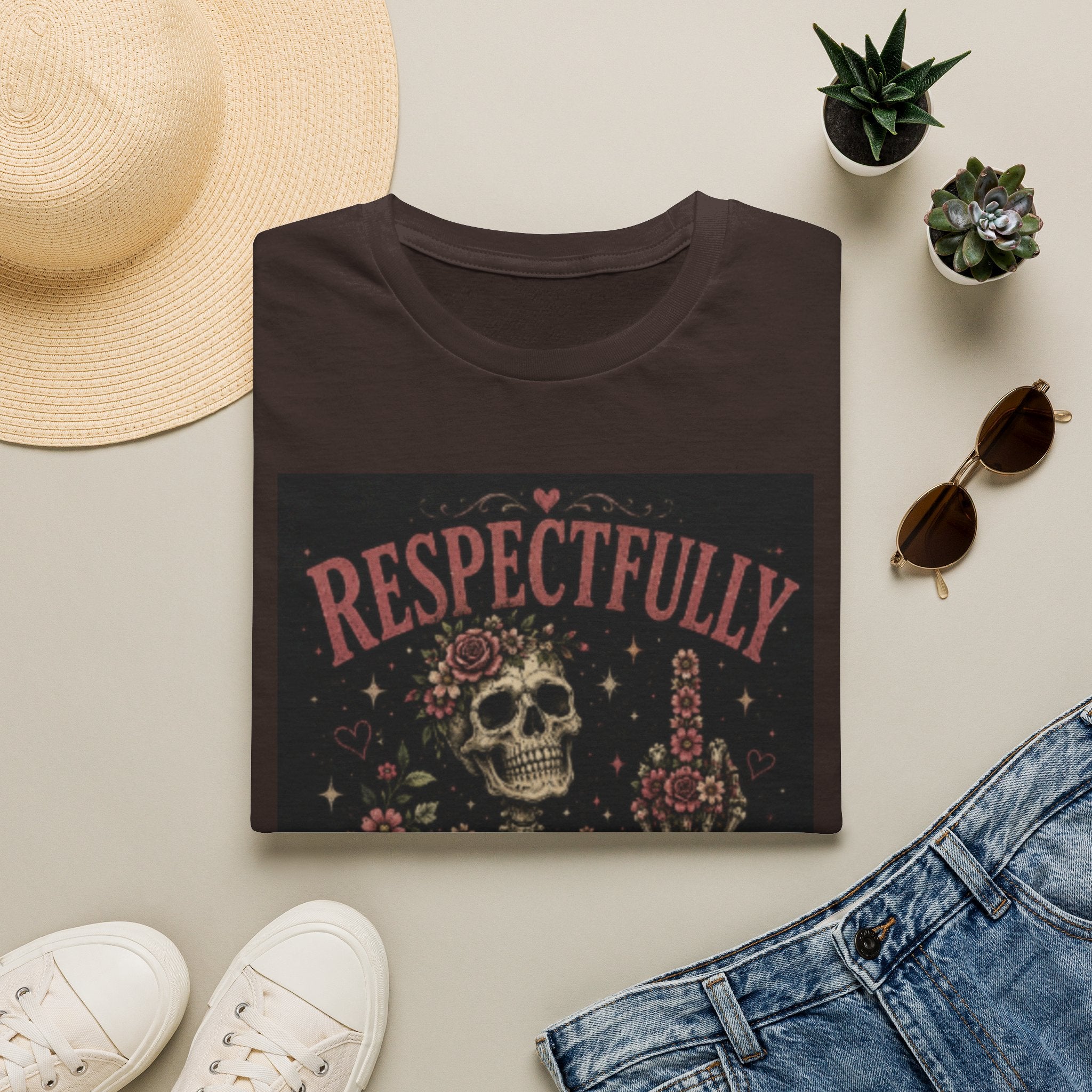 Respectfully — Skull Floral Graphic T‑Shirt ("Respectfully absolutely not")