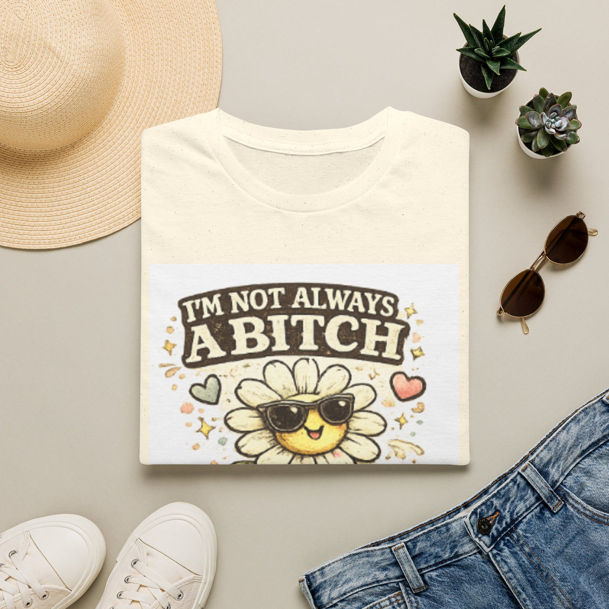 Graphic T-Shirt — "I'm Not Always A Bitch" Sunflower with Sunglasses (Just Kidding, Go f**k Yourself)