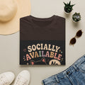 T-Shirt — "Socially Available" Funny Cat Graphic Tee