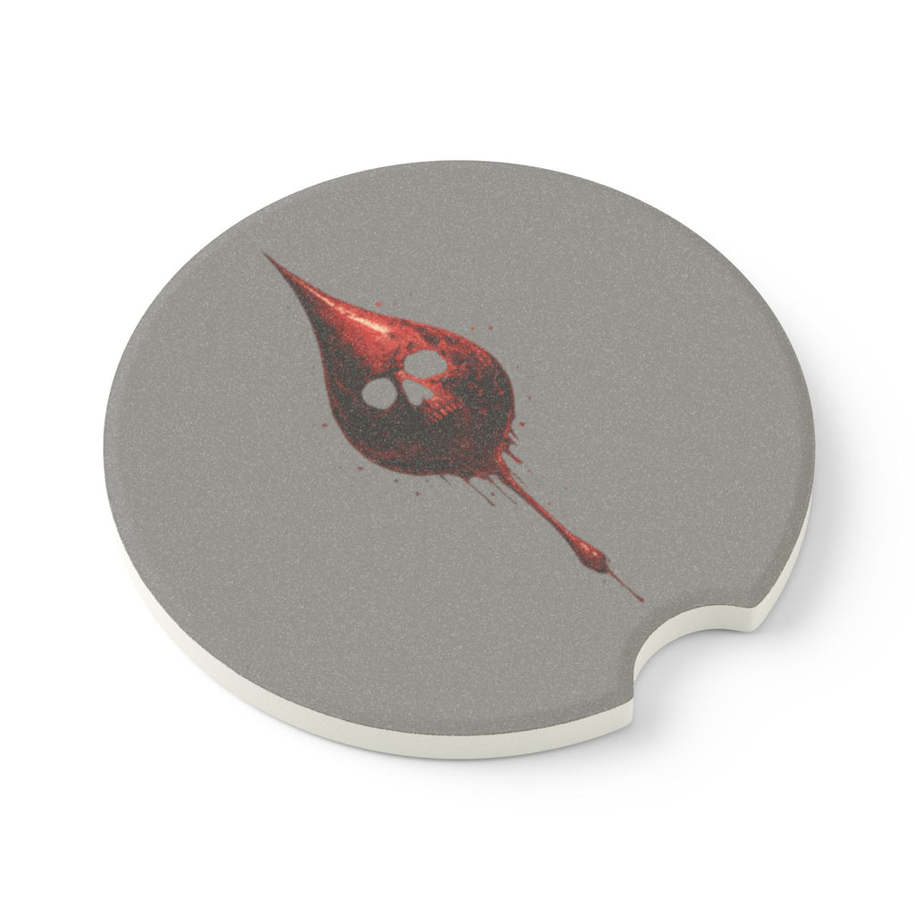Soapstone Car Coaster — Red Dripping Skull Drop Design