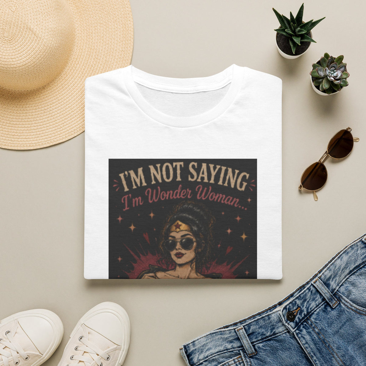 Wonder Woman Vintage Tee — “I’m Not Saying I’m Wonder Woman” Graphic T-Shirt