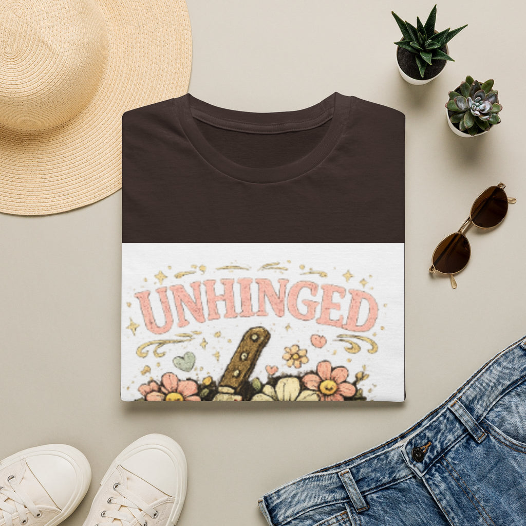 T-Shirt — "Unhinged but in a Cute Way" Floral Knife Graphic Tee