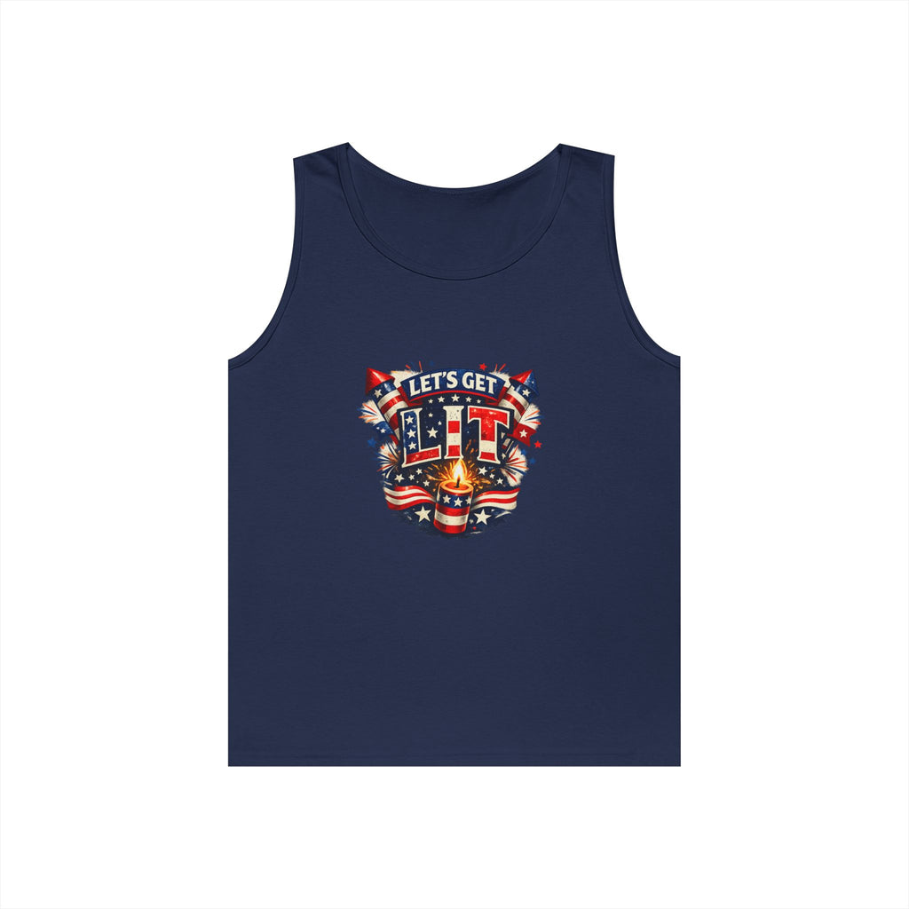 Let's Get Lit Tank Top — Patriotic 4th of July Fireworks Graphic Tank