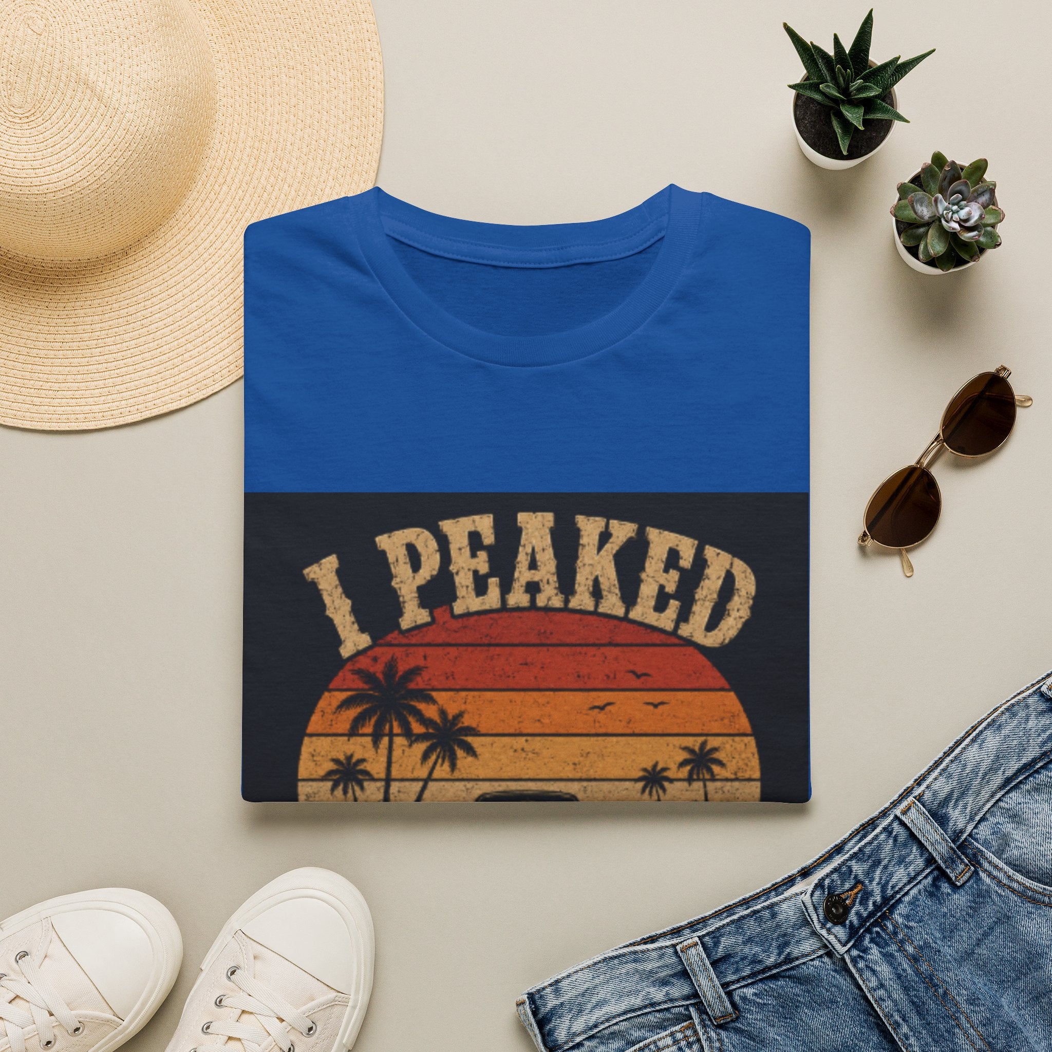 I Peaked When I Found a Parking Spot T-Shirt — Funny Vintage Sunset Palm Tee