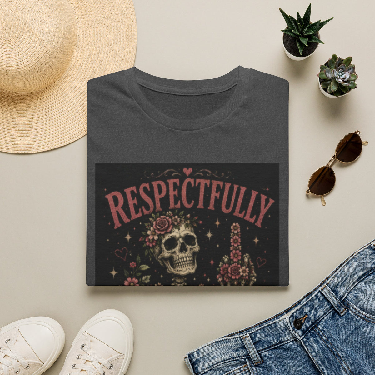 Respectfully — Skull Floral Graphic T‑Shirt ("Respectfully absolutely not")