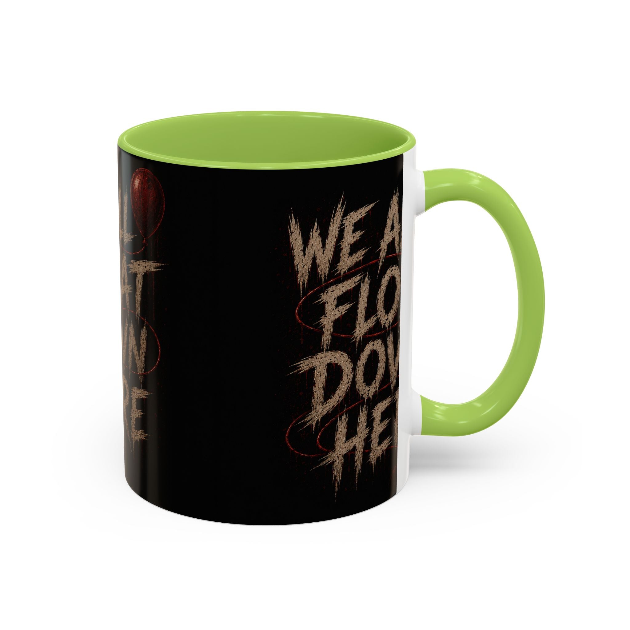 We All Float Down Here Coffee Mug — Horror Balloon Accent Mug (11/15oz)