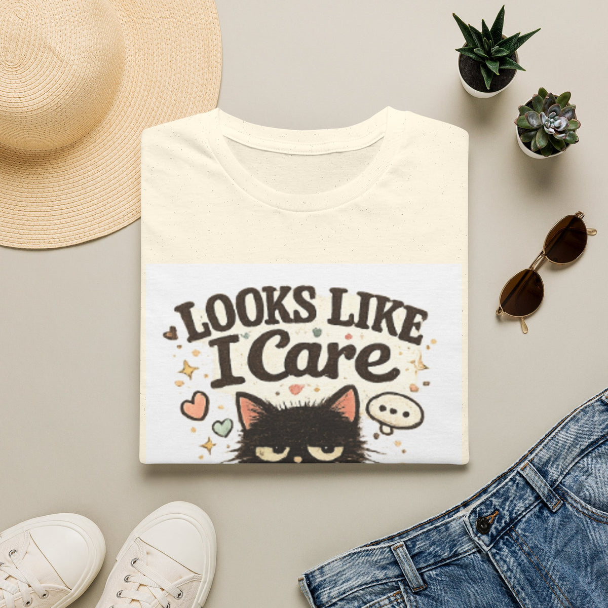 Looks Like I Care Cat T-Shirt — Funny Sarcastic Cat Tee