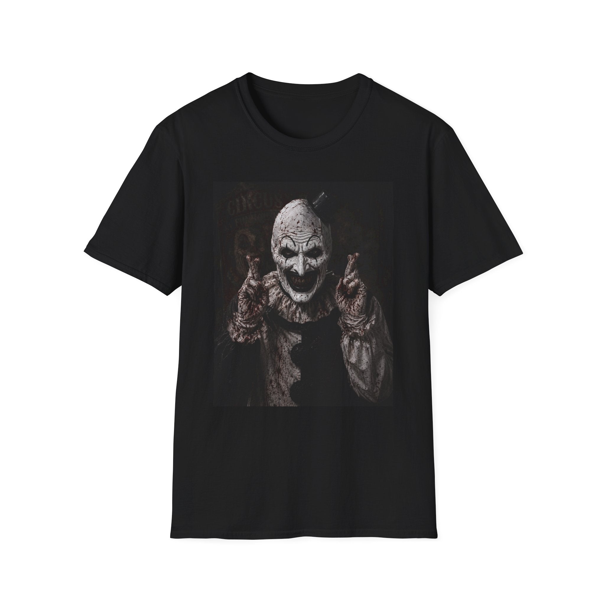 Creepy Clown Graphic T-Shirt — Horror Scary Face Tee for Halloween
