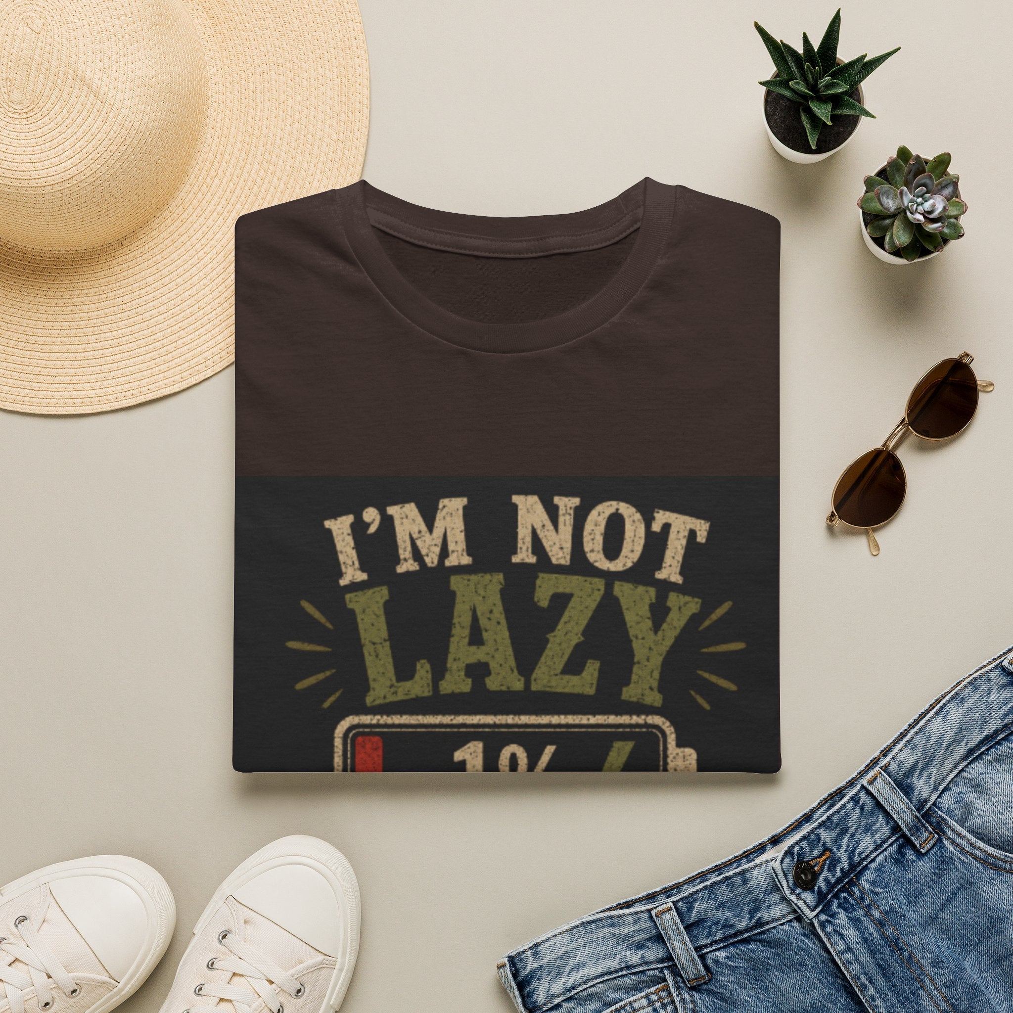 T-Shirt — "I’m Not Lazy, I’m on 1% Energy-Saving Mode" Funny Graphic Tee