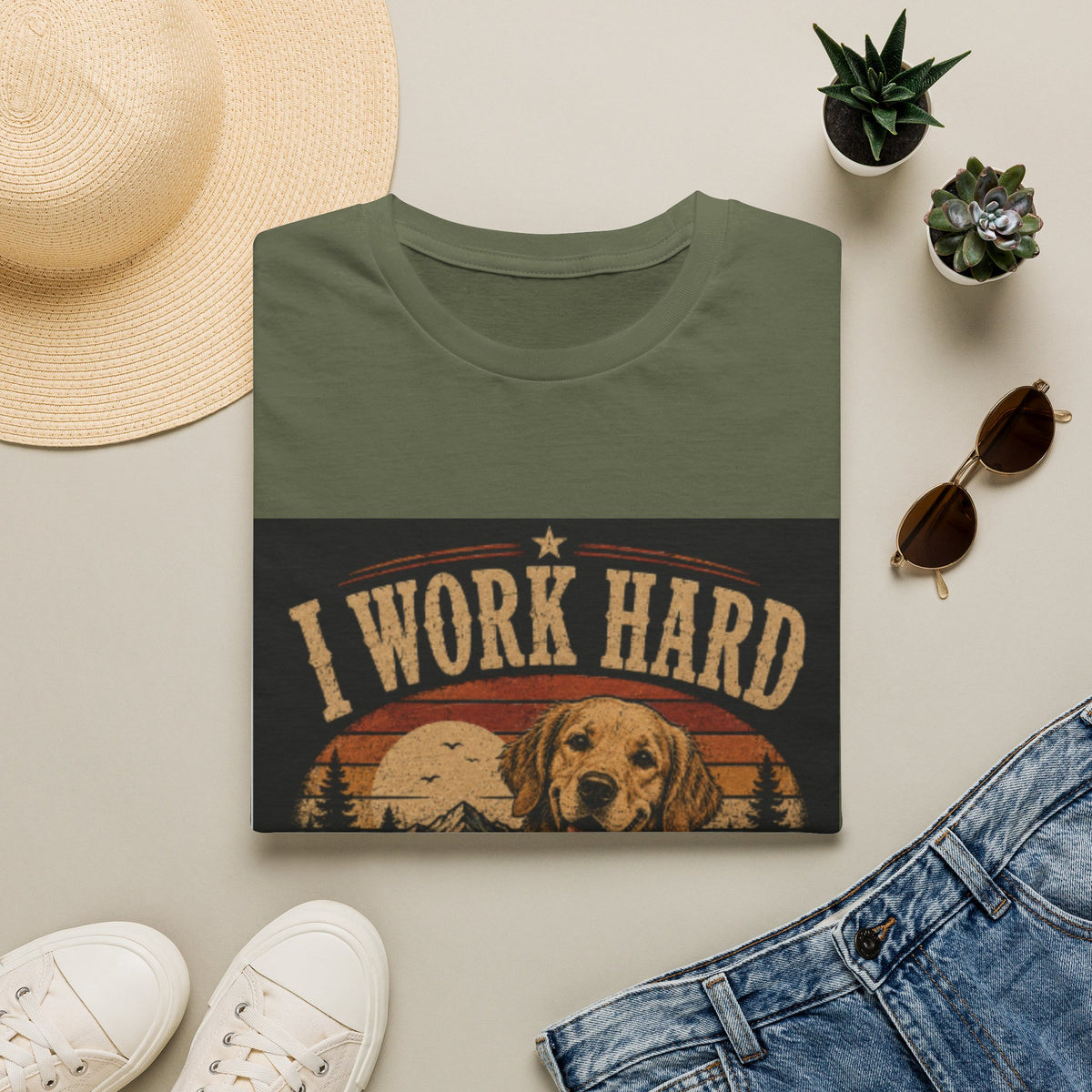 T-Shirt — "I Work Hard So My Dog Can Have a Better Life" Vintage Dog Lover Tee