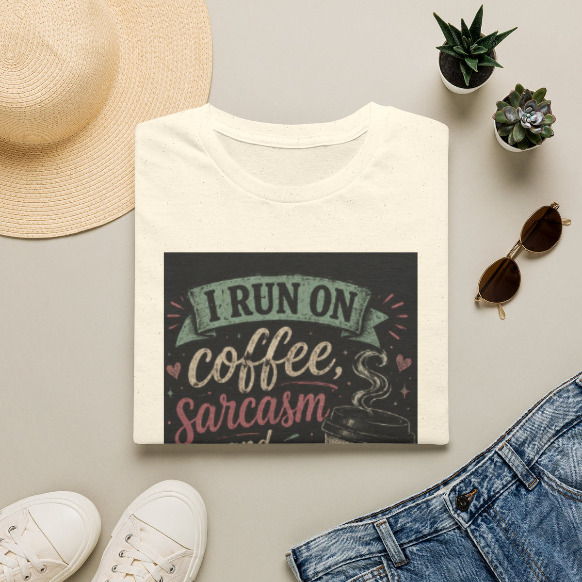 Coffee & Sarcasm T‑Shirt — “I Run On Coffee, Sarcasm and Poor Impulse Control”