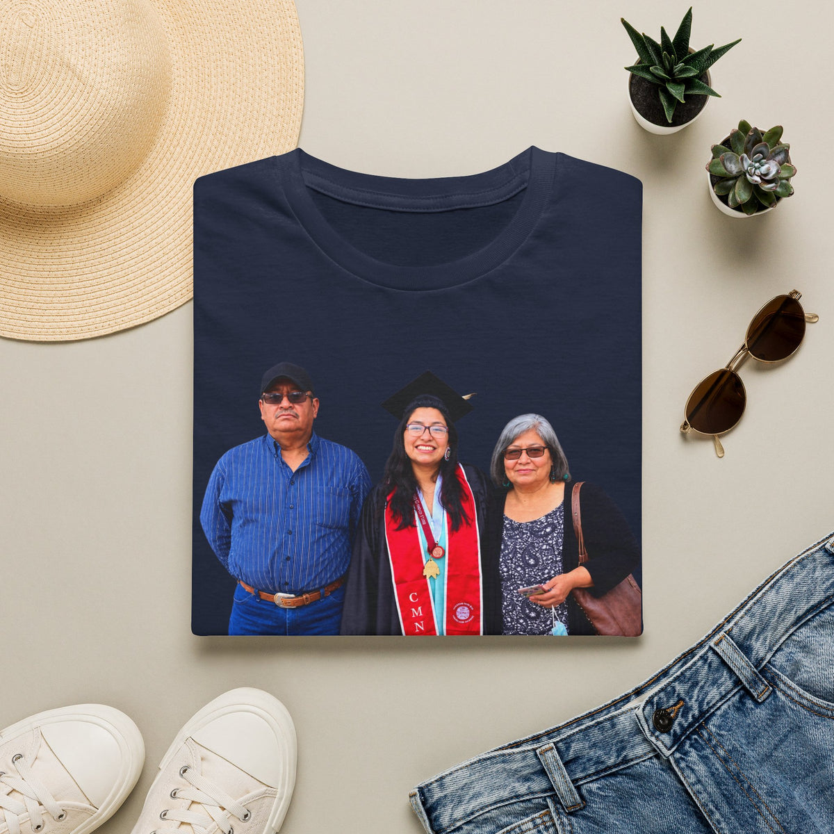 Graduation Family Photo T-Shirt — Custom Grad Portrait Tee
