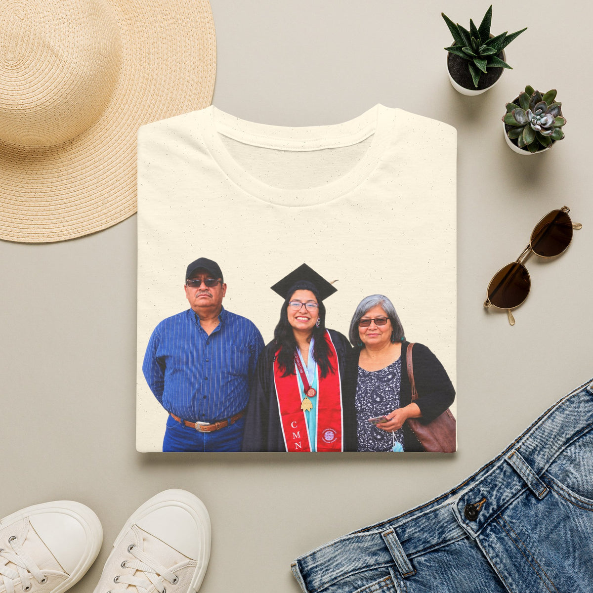 Graduation Family Photo T-Shirt — Custom Grad Portrait Tee