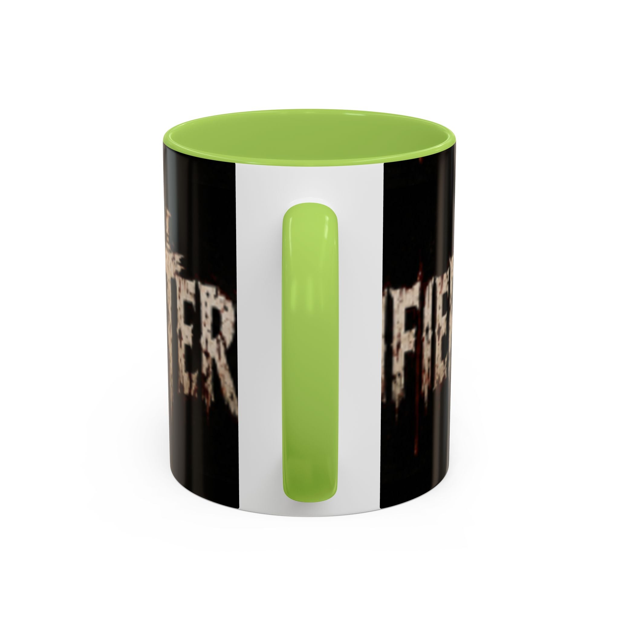 Terrified Horror Accent Coffee Mug — Gothic Scary Text Design (11/15 oz)