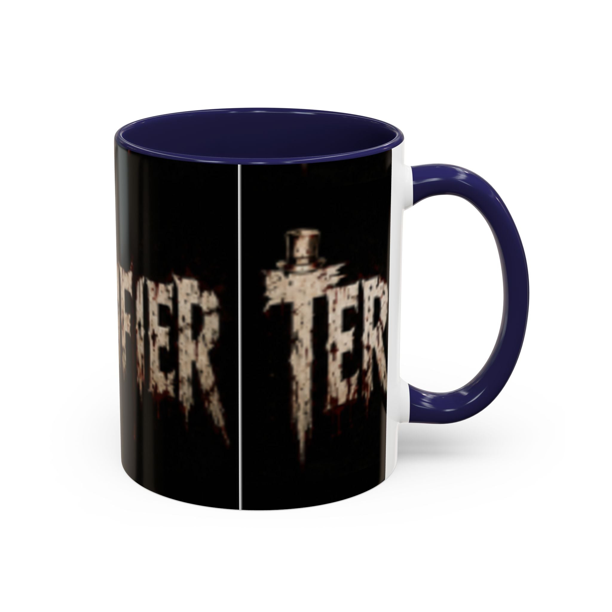 Terrified Horror Accent Coffee Mug — Gothic Scary Text Design (11/15 oz)