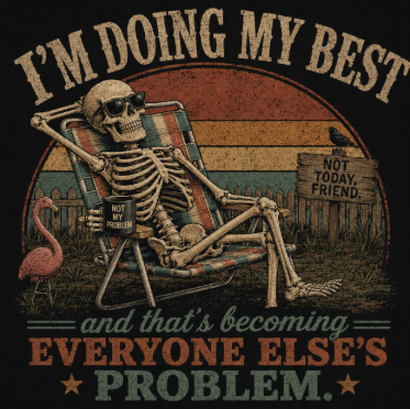 T-Shirt — "I'm Doing My Best" Vintage Skeleton Graphic Tee