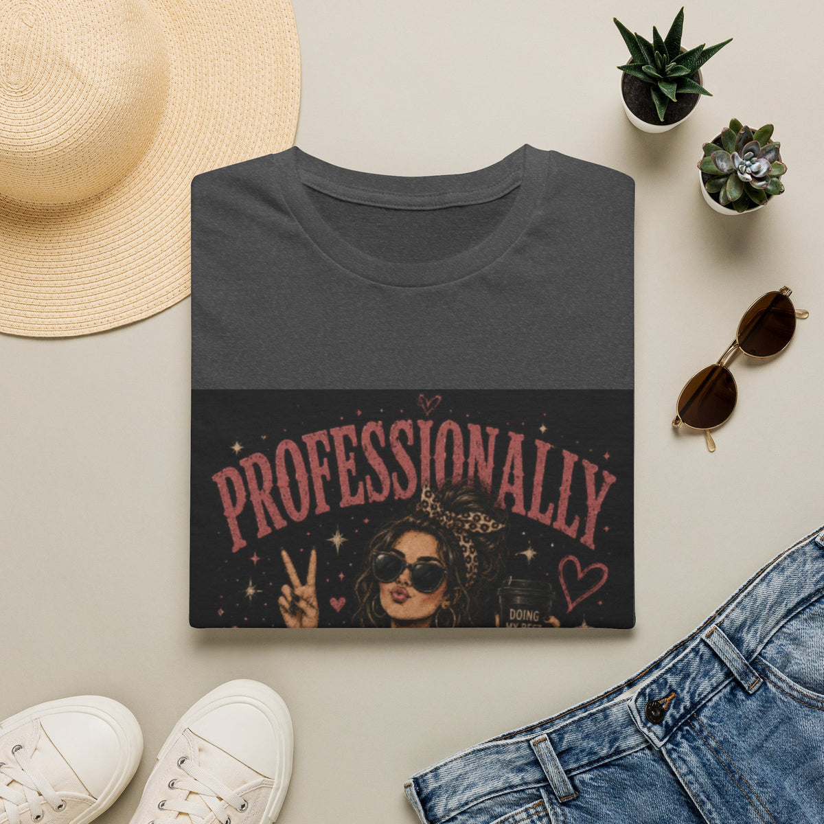 Professionally Unprofessional Graphic T-Shirt — Funny Retro Peace Sign Tee