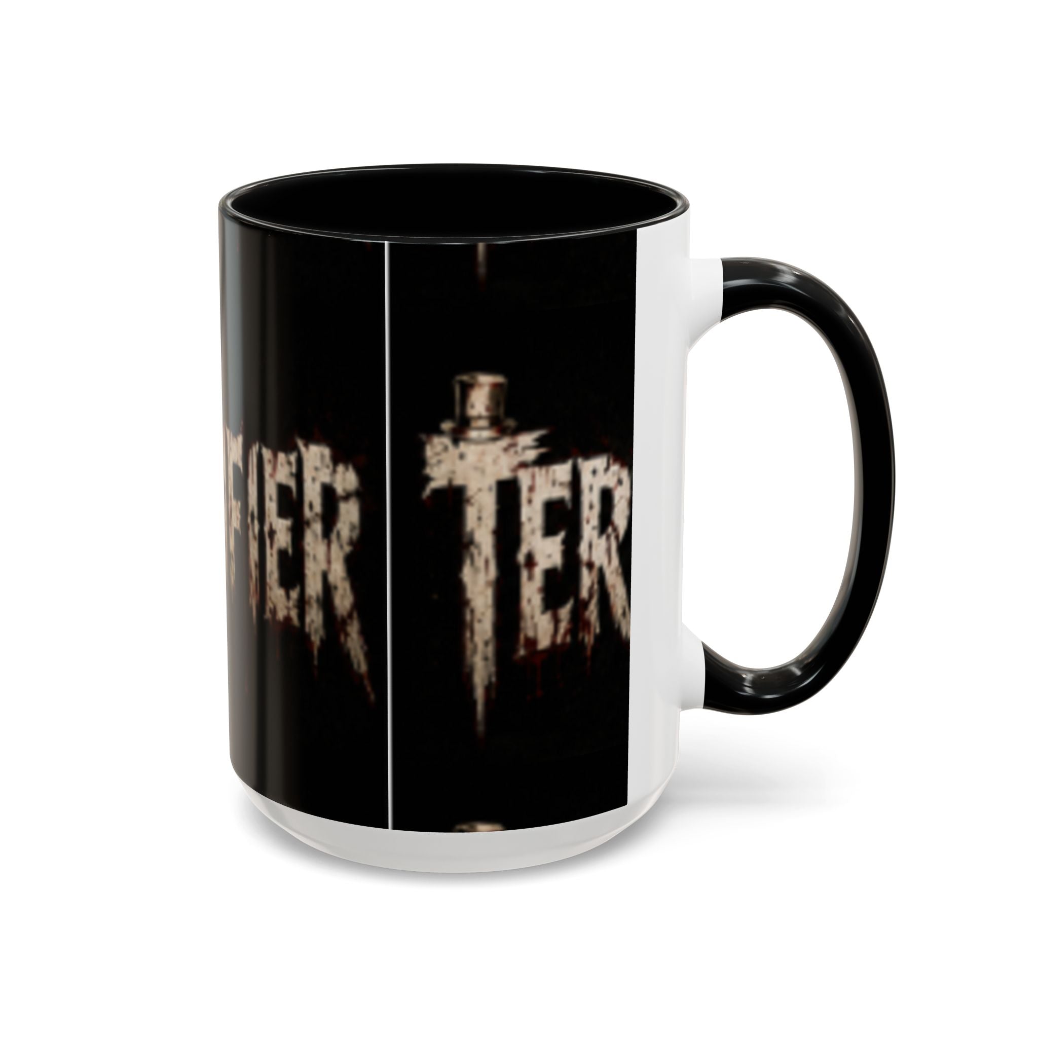 Terrified Horror Accent Coffee Mug — Gothic Scary Text Design (11/15 oz)