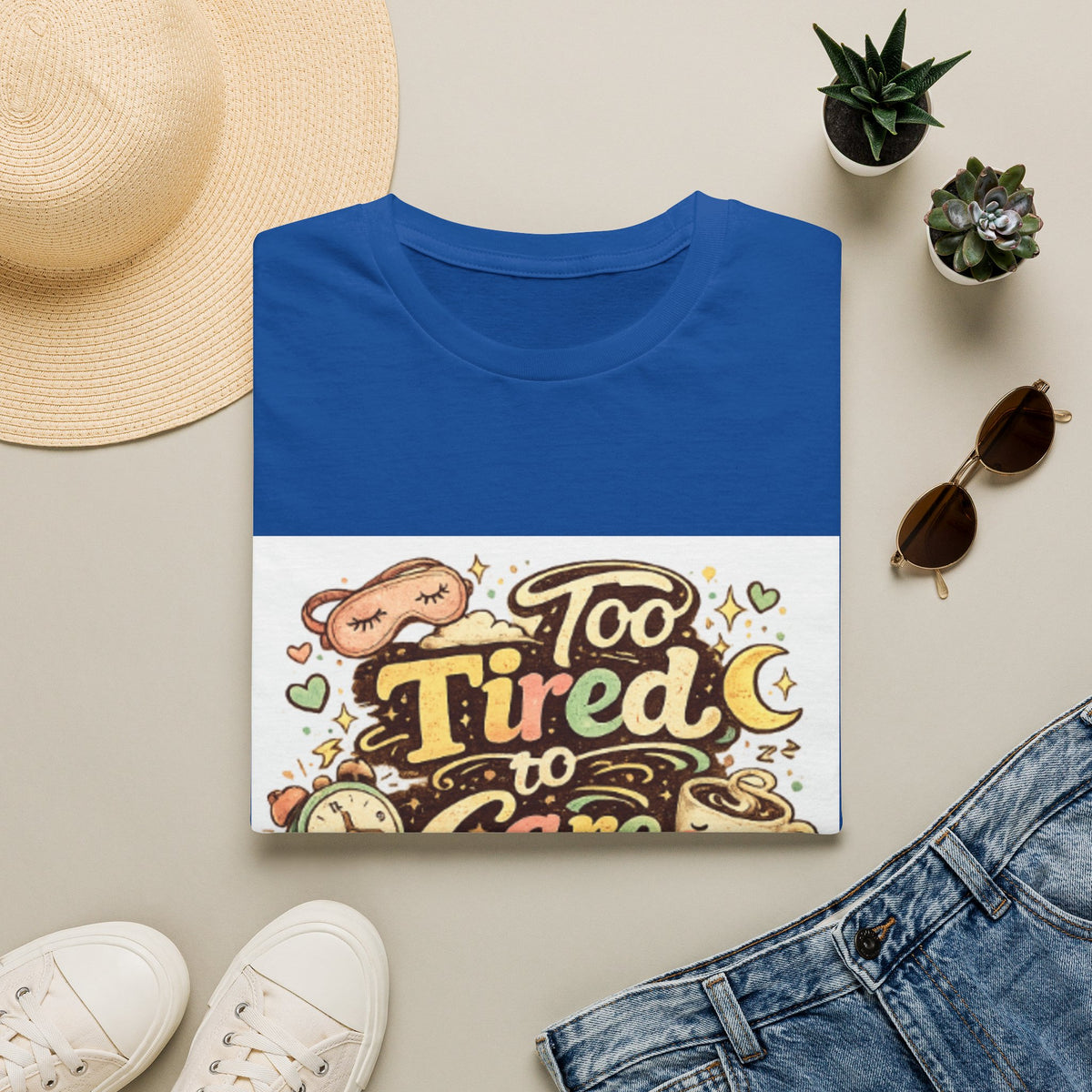 Too Tired To Care T-Shirt — Cute Sleepy Kawaii Graphic Tee