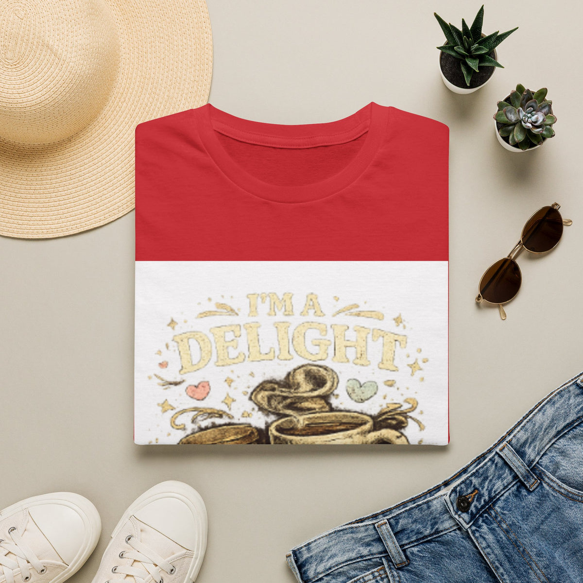 Coffee Mug T-Shirt — “I'm a Delight (Give Me Five Minutes)” Retro Coffee Graphic Tee