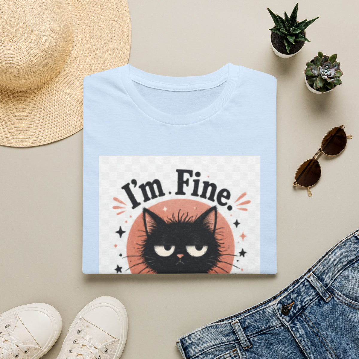 I'm Fine Cat T-Shirt — Funny Grumpy Cat Graphic Tee ("It’s Everyone Else")