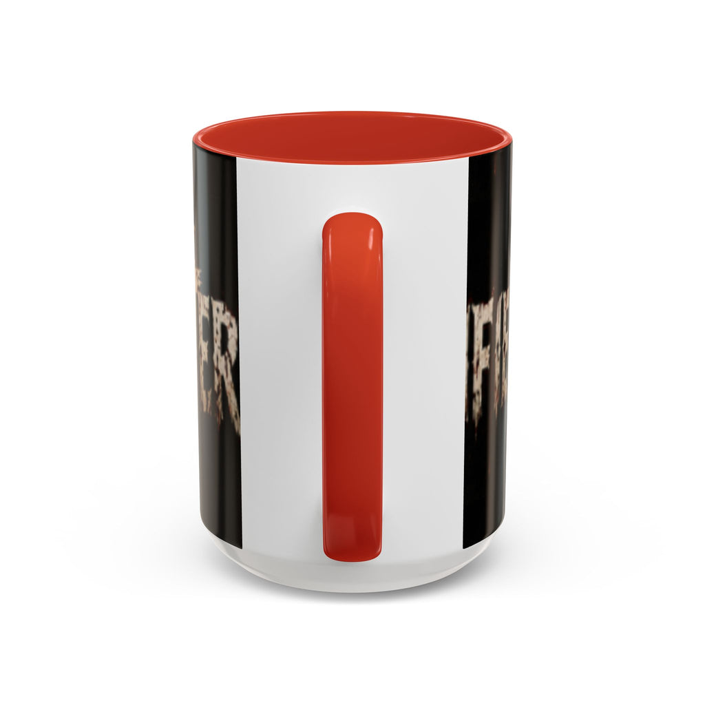 Terrified Horror Accent Coffee Mug — Gothic Scary Text Design (11/15 oz)