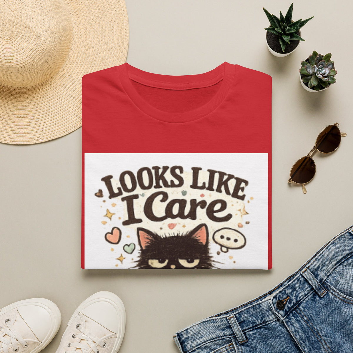 Looks Like I Care Cat T-Shirt — Funny Sarcastic Cat Tee