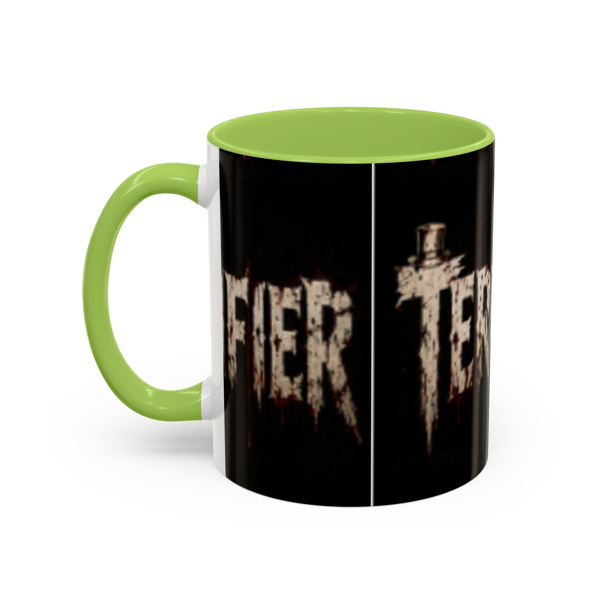 Terrified Horror Accent Coffee Mug — Gothic Scary Text Design (11/15 oz)