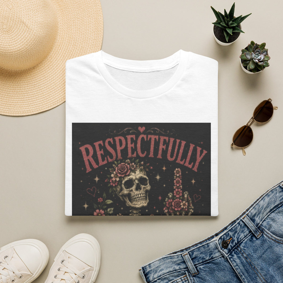 Respectfully — Skull Floral Graphic T‑Shirt ("Respectfully absolutely not")