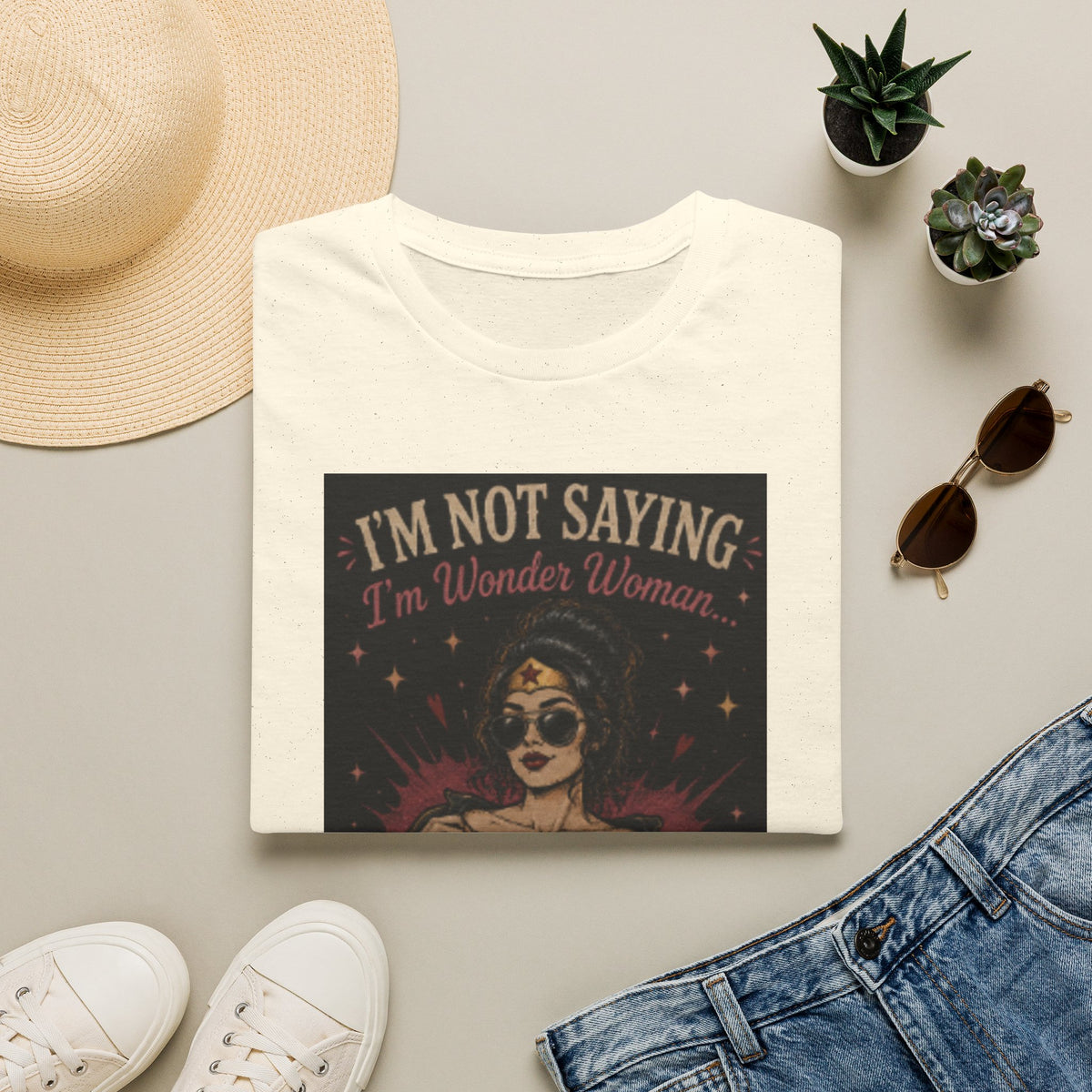 Wonder Woman Vintage Tee — “I’m Not Saying I’m Wonder Woman” Graphic T-Shirt