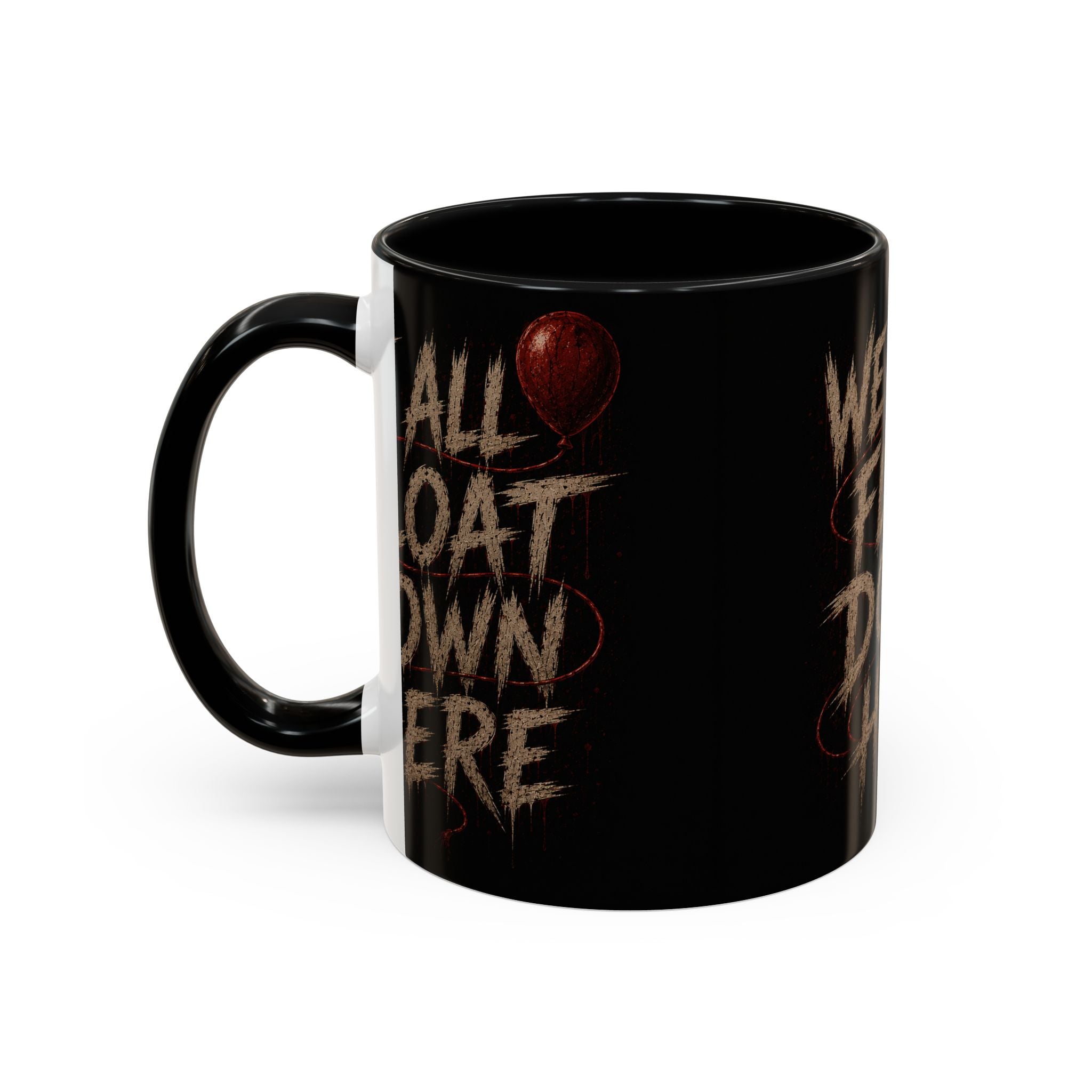 We All Float Down Here Coffee Mug — Horror Balloon Accent Mug (11/15oz)