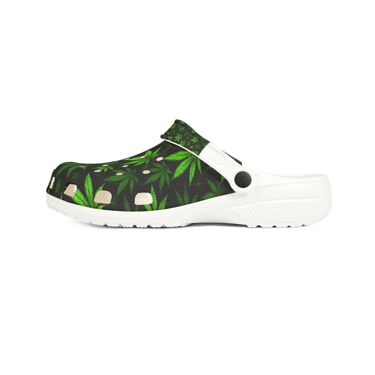 Leaf Pattern EVA Clogs — Green Cannabis Leaf Slip-On Shoes