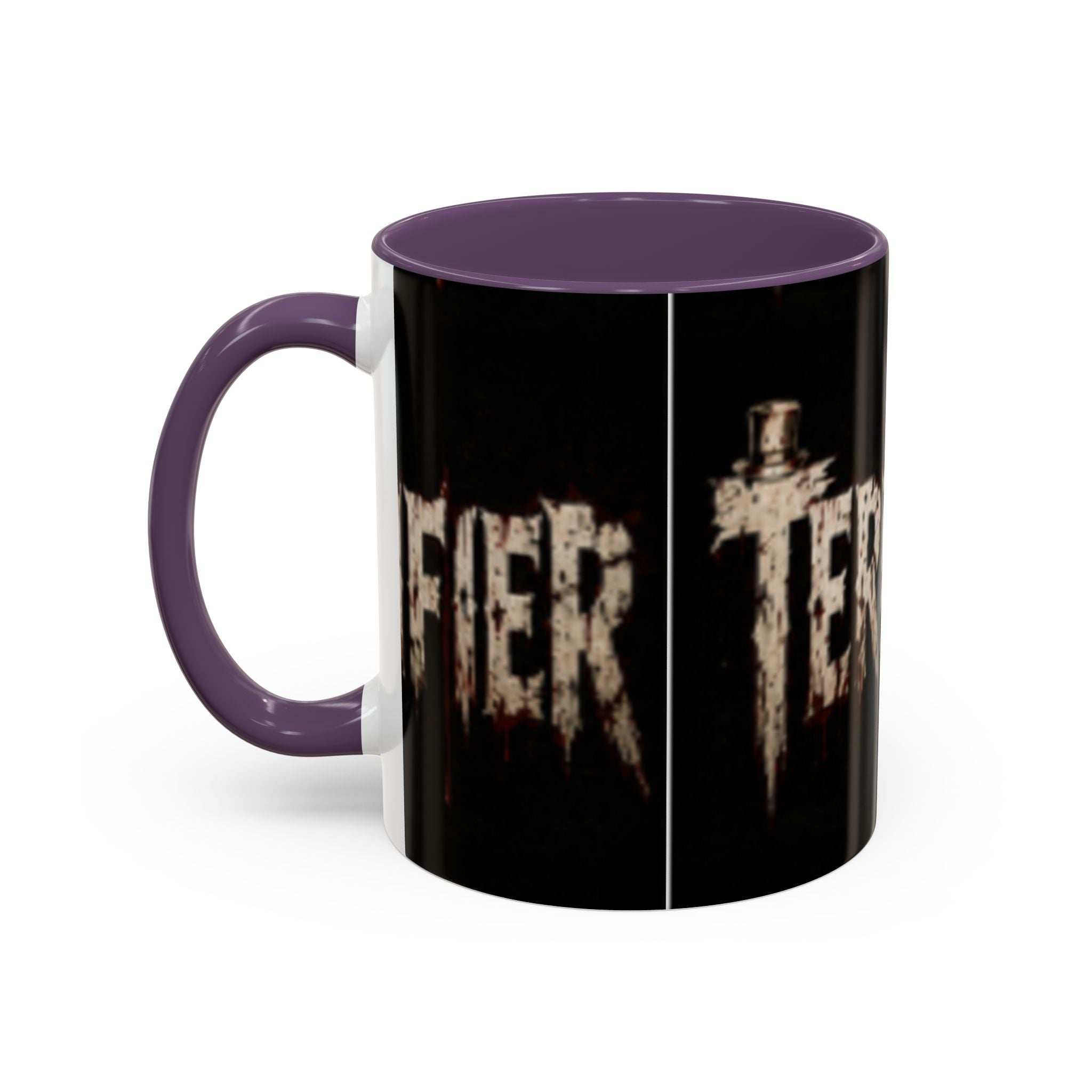 Terrified Horror Accent Coffee Mug — Gothic Scary Text Design (11/15 oz)